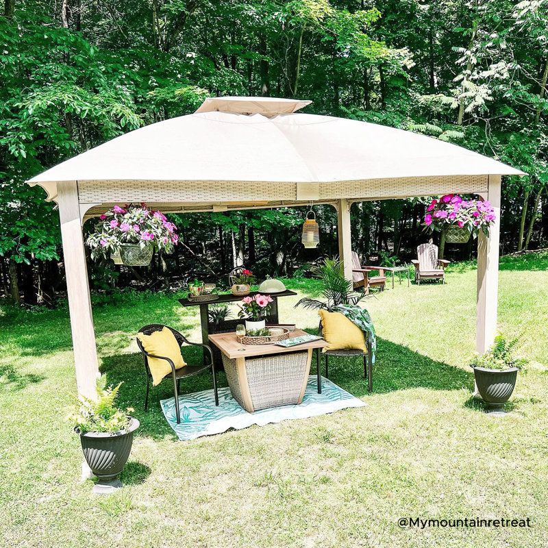 Sunjoy 11 ft. x 13 ft. Hudson Soft Top Gazebo with 5year Fade